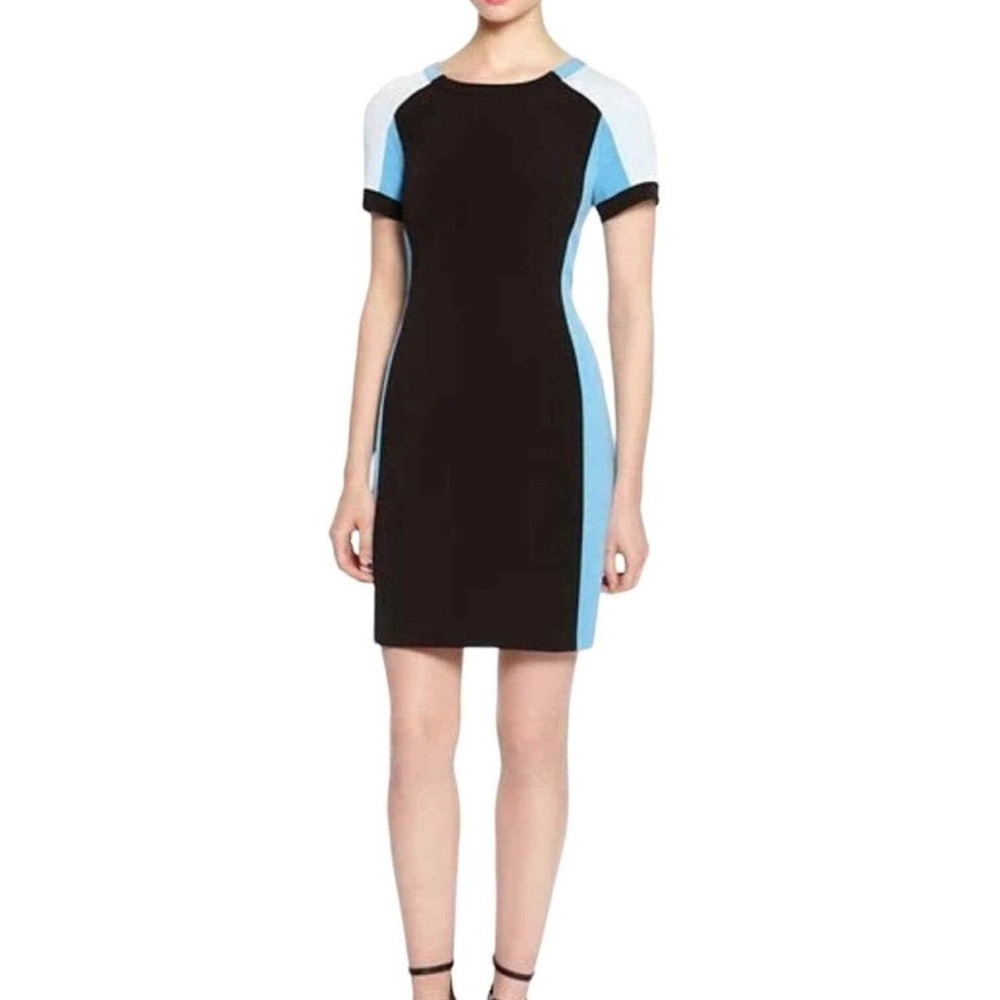Colorblock stretchy sheath short sleeve Dress